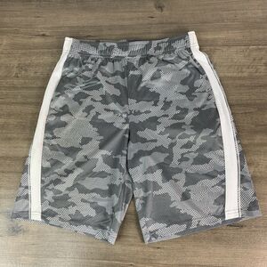 Tek Gear Dry Tech Boys Basketball Shorts Size Large Jersey Camo Gray Athletic